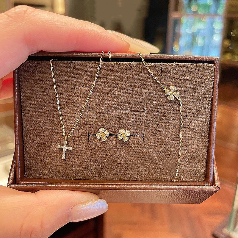 Diamond Four-leaf Clover Lucky Sier Plated Bracelets