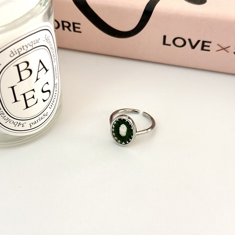 Female Retro Fashion Elegance Gemstone Open Index Finger Tide Rings