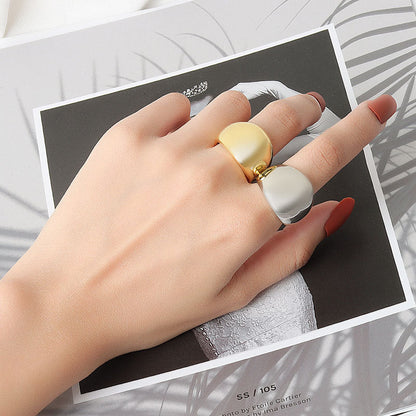 Exaggeration Niche Geometric Large Glossy Female Open Rings