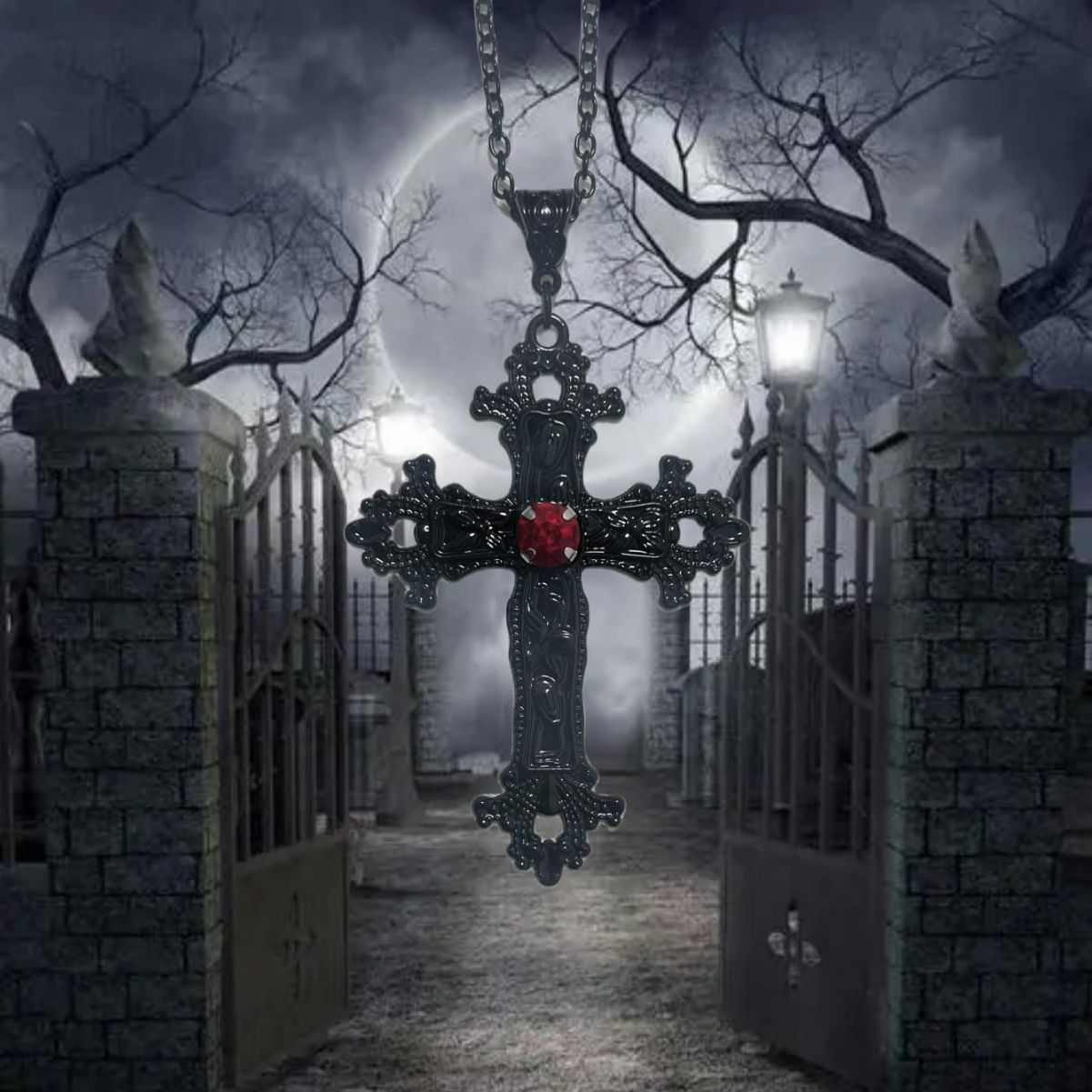 Black Cross Diamond Gothic Punk Aesthetic Necklaces