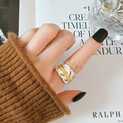 Women's Combination Split Gold And Sier Contrast Rings