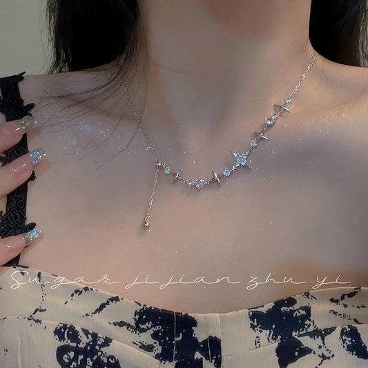 Cool Stars Zircon Female Style Niche Design Titanium Steel Necklaces