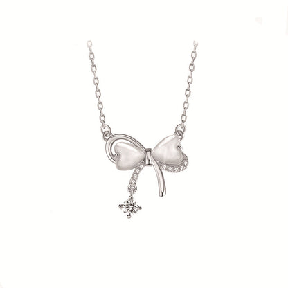 Women's Opal Bow Sterling Sier Accessories Light Luxury Necklaces