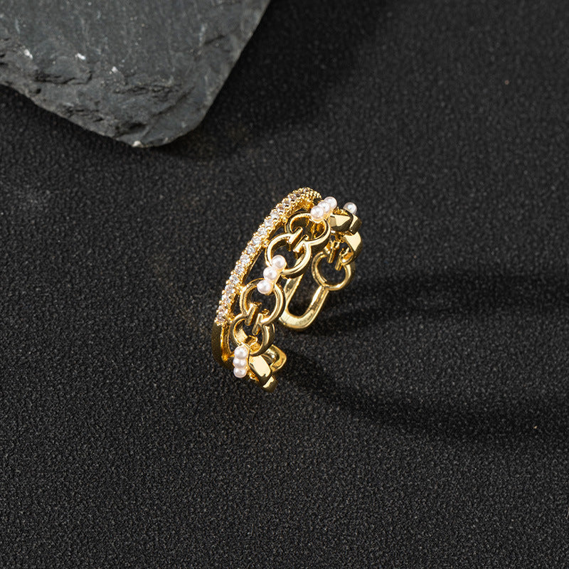 Women's Special Interest Light Luxury Design Pearl Fashion Rings