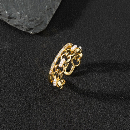 Women's Special Interest Light Luxury Design Pearl Fashion Rings