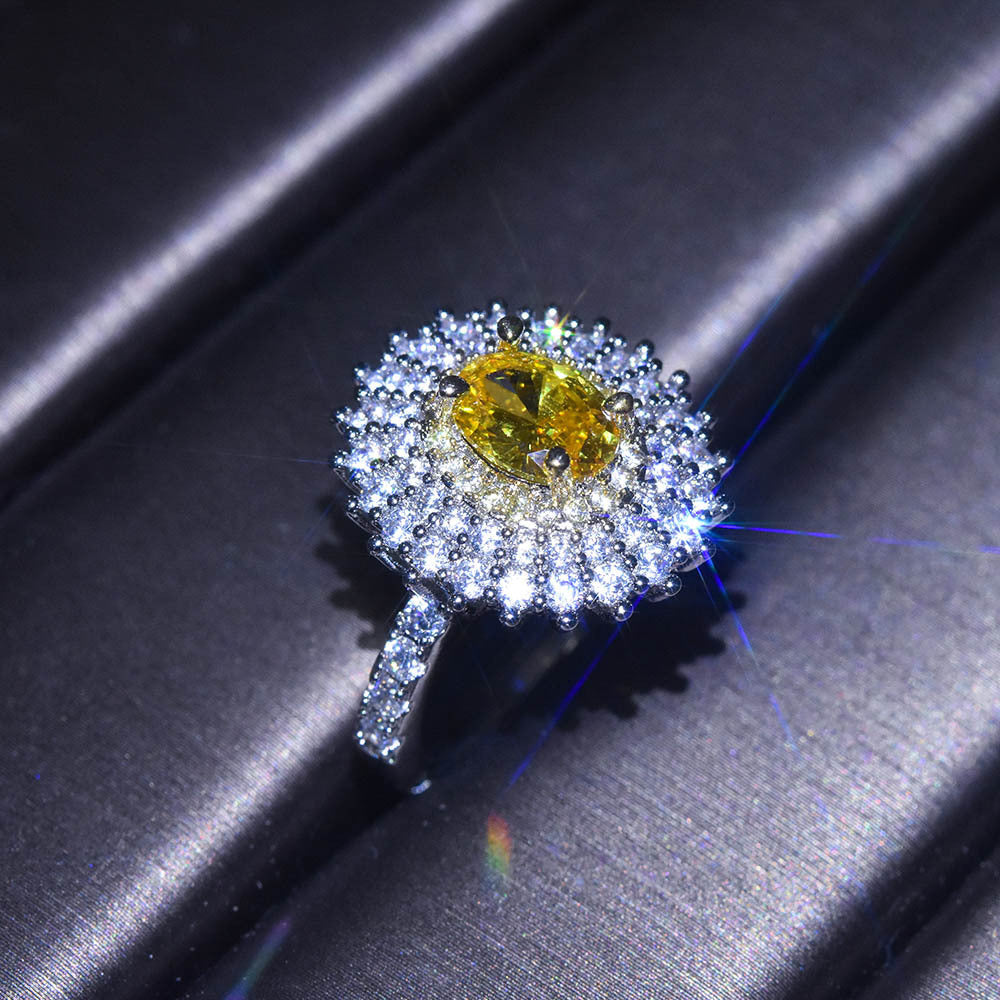 Platinum Plated Imitation Moissanite Square Simulation Princess Color Rings