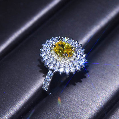 Platinum Plated Imitation Moissanite Square Simulation Princess Color Rings