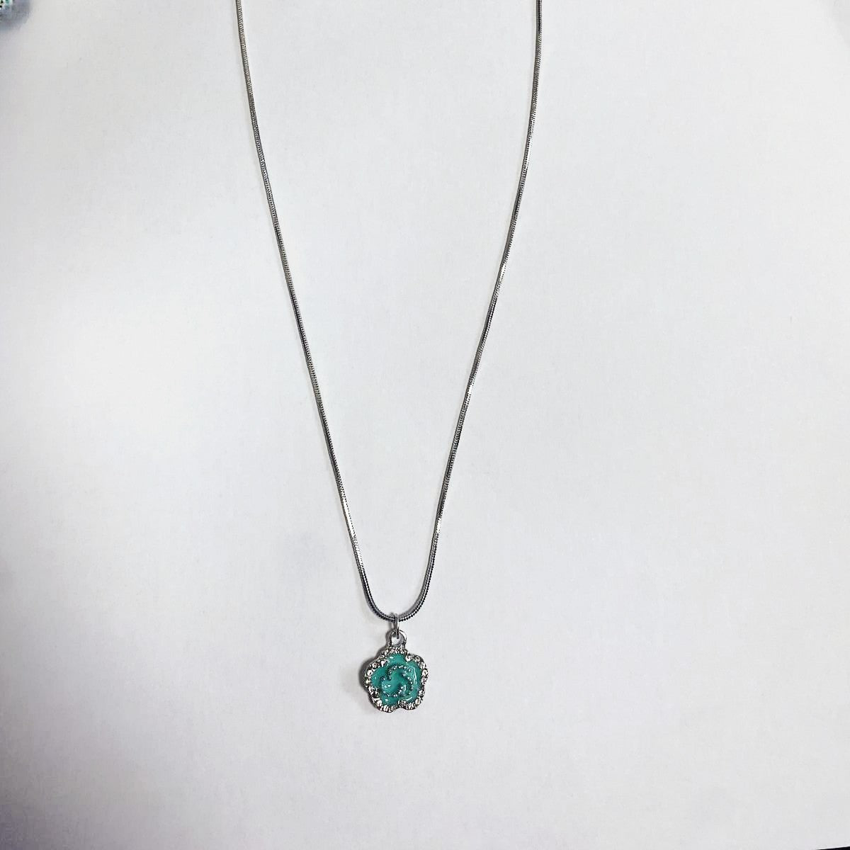 Layer Twin Blue Rose Titanium Steel Necklaces