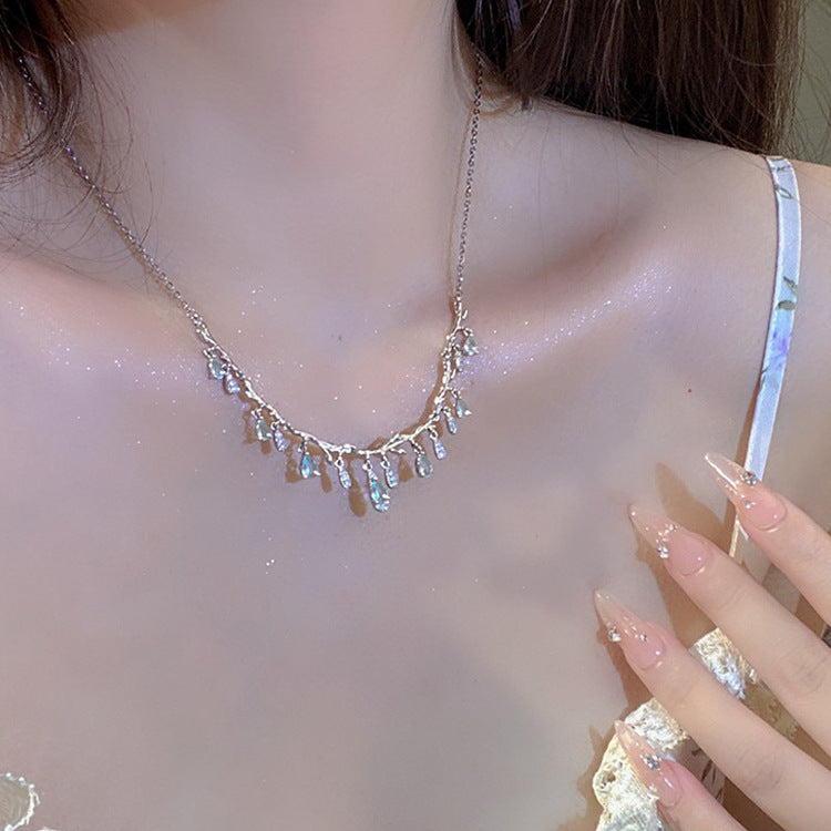 Zircon Water Drops Tassel Female Personality Necklaces