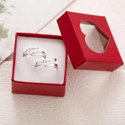 Fake Diamond Couple Wedding Adjustable Mouth Rings