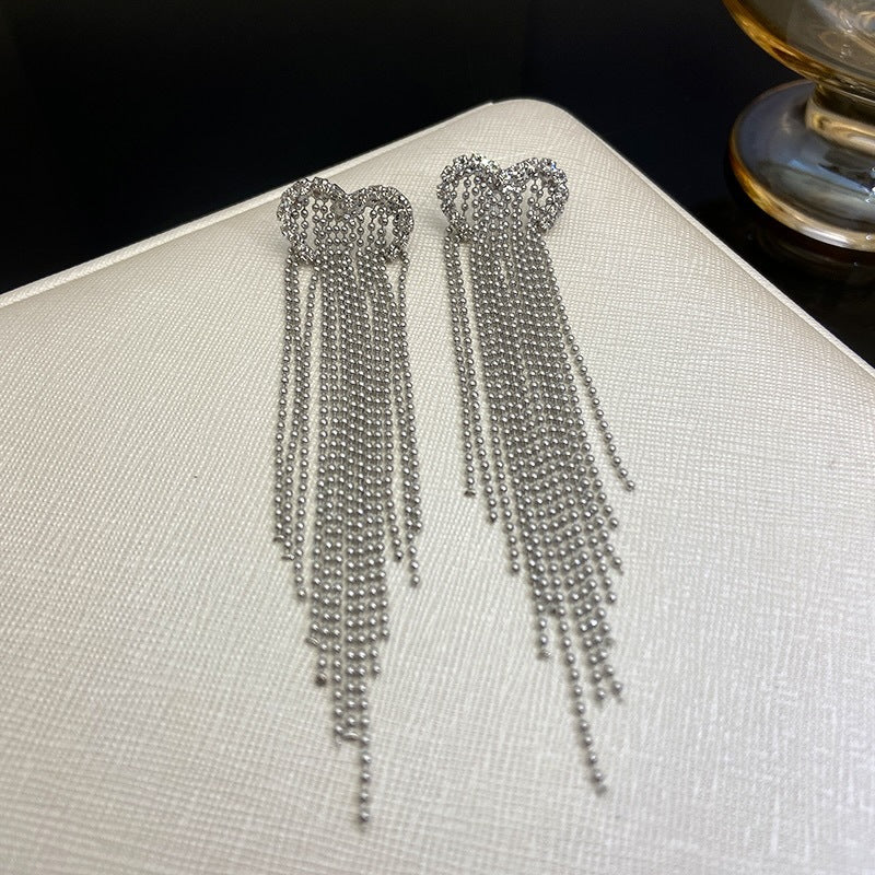 Women's Wild Korean Style Long Full Diamond Earrings