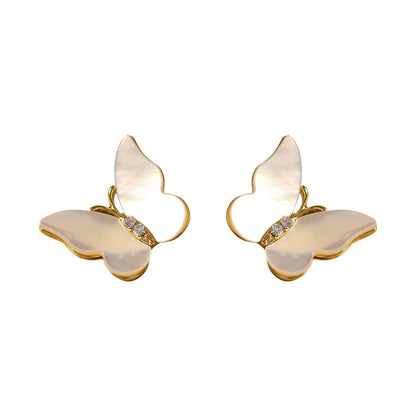 Needle White Fritillary Butterfly Female Design Rings