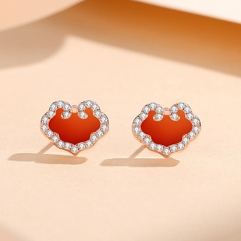 Women's Sterling Sier Red Agate Clavicle Chain Necklaces