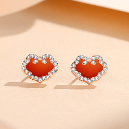 Women's Sterling Sier Red Agate Clavicle Chain Necklaces