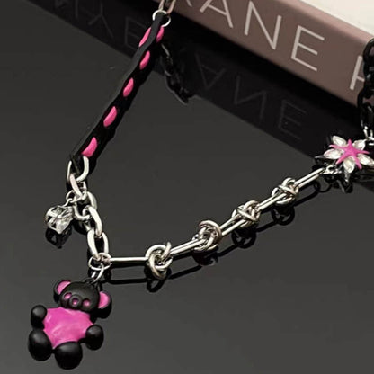 Women's Bear Pendant Leather For Light Luxury Minority Necklaces