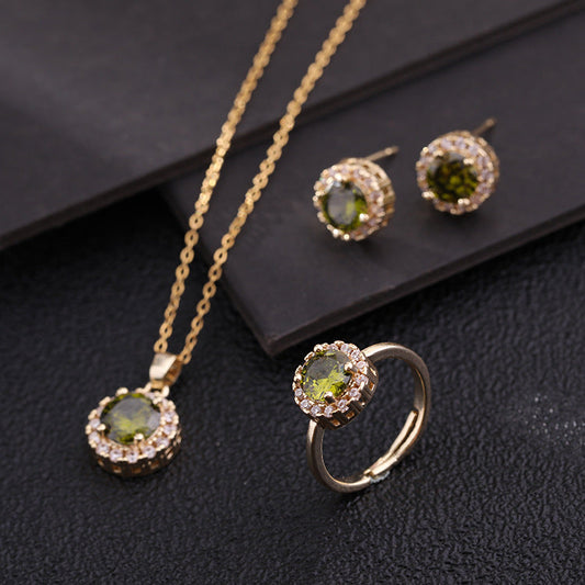Temperament Micro Inlaid Color Zircon Gold Plated Necklaces
