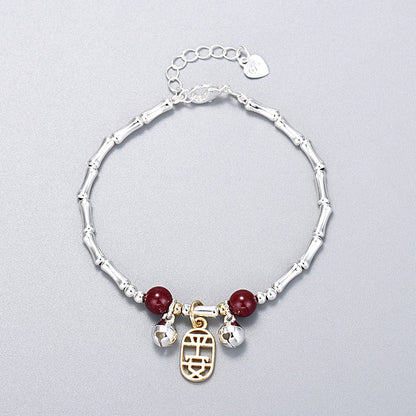 Women's Ping An Cinnabar Bamboo Bell Color Separation Bracelets