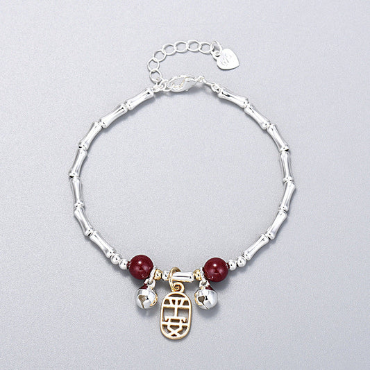 Women's Ping An Cinnabar Bamboo Bell Color Separation Bracelets