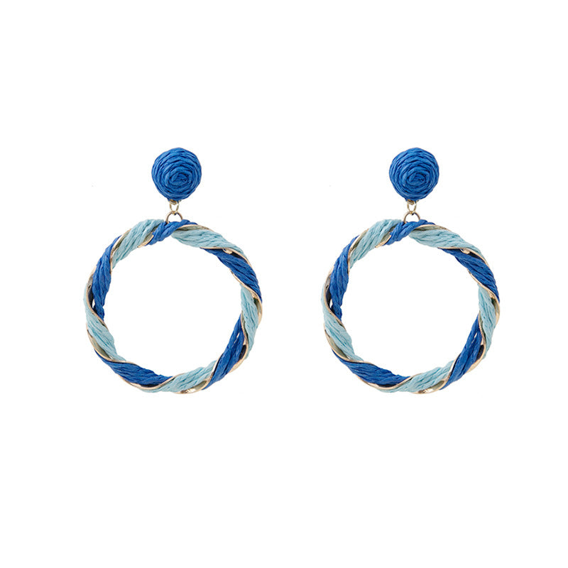 Fashion Color Raffia Woven Creative Cool Rings