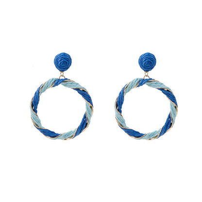 Fashion Color Raffia Woven Creative Cool Rings