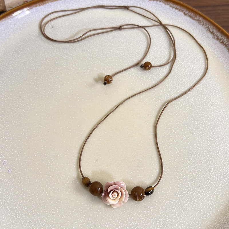 Style Pendant Antique Cord Butterfly Flower Longevity Lock Necklaces