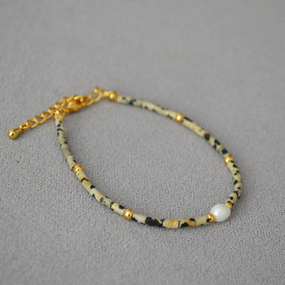 Vintage Cow Pattern Spotted Stone Real Stringed Necklaces