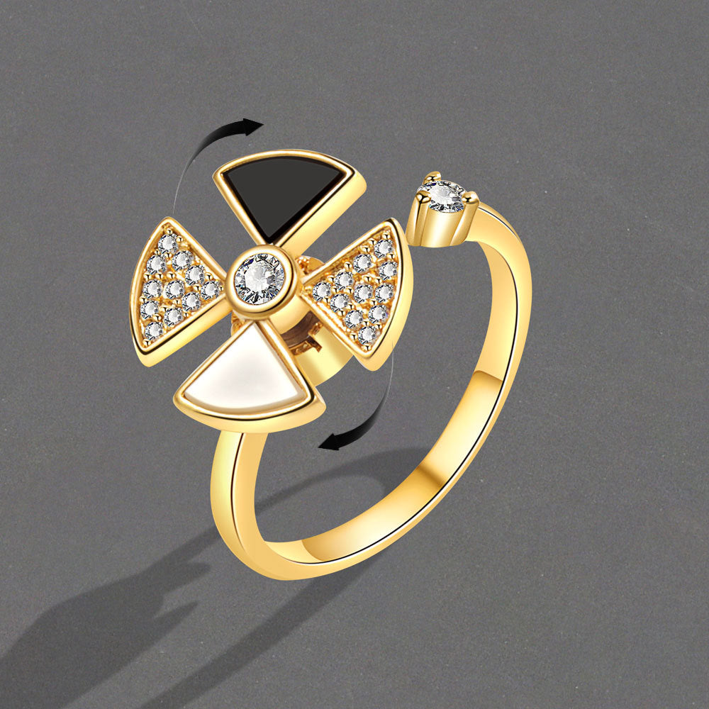 Women's Zircon Rotatable Rotating Open Adjustable Design Rings