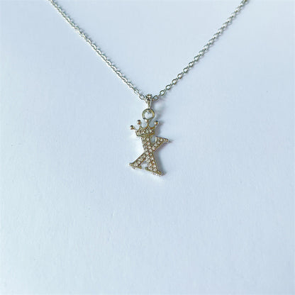 English Letters Full Diamond Pendant Simple Necklaces