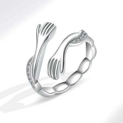 Love Hug Female Diamond Personality Simple Rings