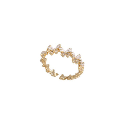 Light Luxury Enamel Drip Glazed Butterfly Flower Rings