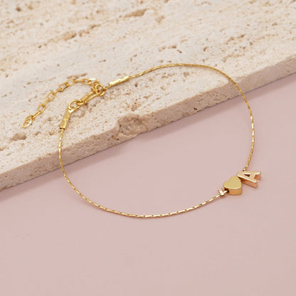 Women's Chain Gold Plated Peach Heart Heart-shaped Letter Bracelets
