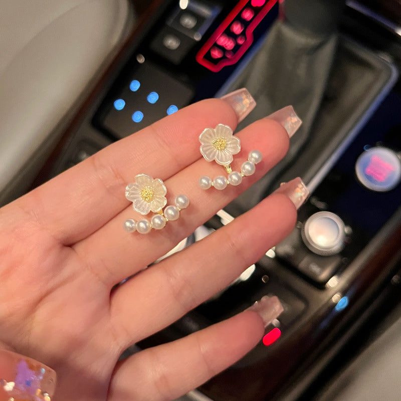 Flower Mori Style High-grade Temperament Pearl Earrings