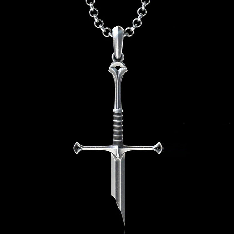 Sier Broken Sword Cross Samurai Pendant Necklaces