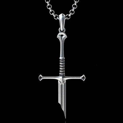 Sier Broken Sword Cross Samurai Pendant Necklaces
