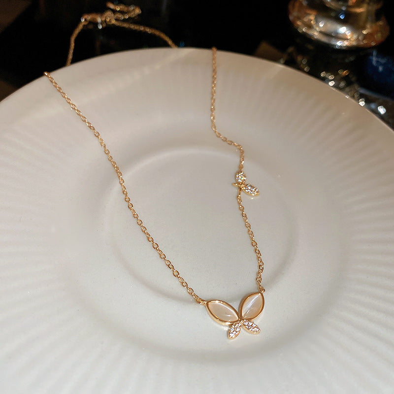 Zircon Opal Butterfly Cold Style Light Luxury And Simplicity Necklaces