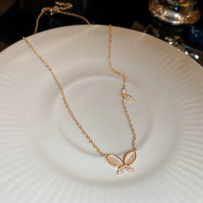 Zircon Opal Butterfly Cold Style Light Luxury And Simplicity Necklaces