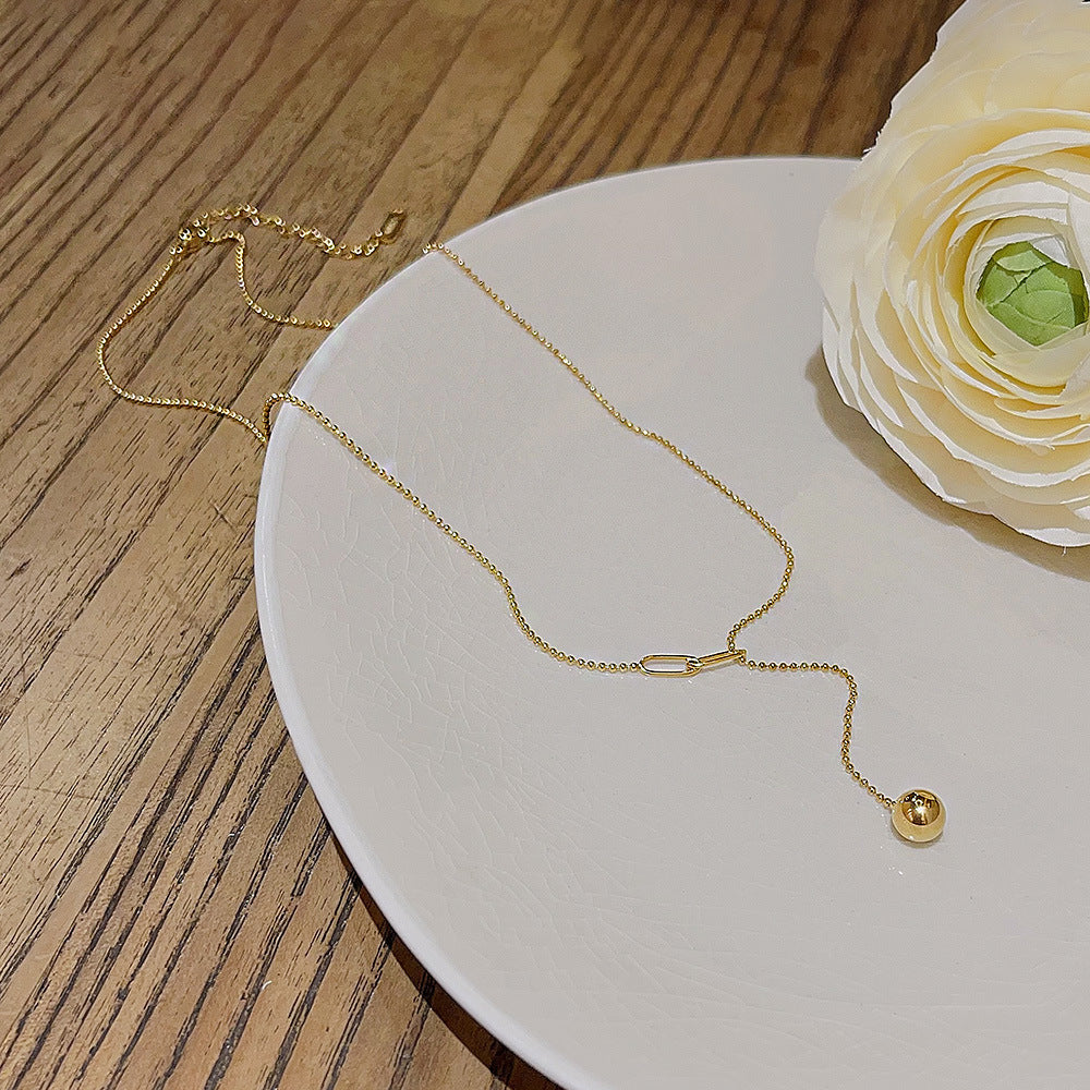 Women's Design Titanium Steel Small Golden Balls Necklaces