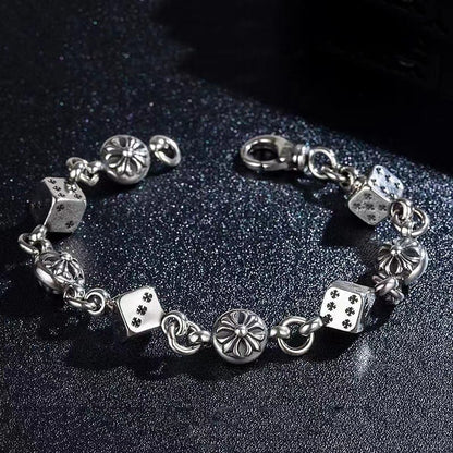 Men's Crook Dice Cross Retro Cruciate Flower Bracelets