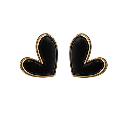 Sier Needle Simple And Compact Love Heart Earrings