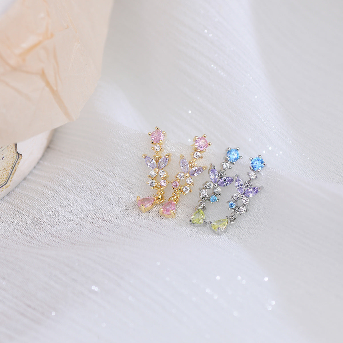 Design Blue And Purple Atmosphere Sweet Earrings