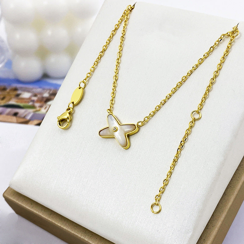 Natural White Shell Female Rose Gold Necklaces