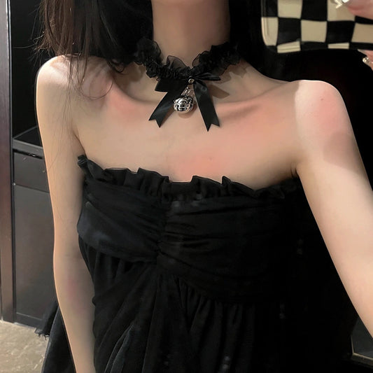 Lace Bow Bell Female Neck Collar Accessories Band Necklaces