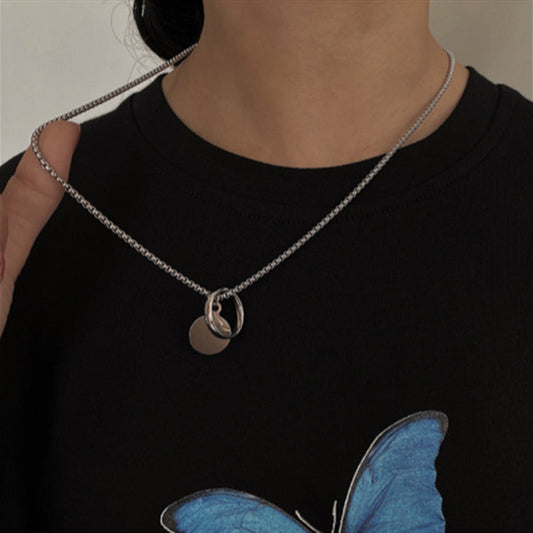 Women's & Men's & Wang Matching Clothes Sweater Chain Titanium Steel Trendy Necklaces