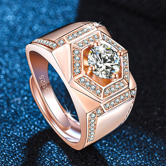 Men's Imitation Moissanite Carat Diamond Platinum Plated Rings