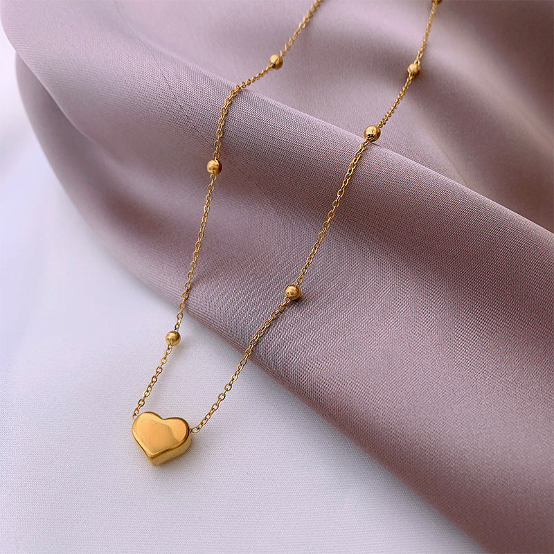 Women's Beaded Heart Fashion Ball Clavicle Chain Necklaces