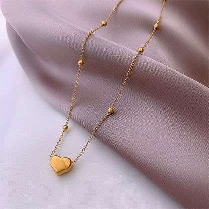 Women's Beaded Heart Fashion Ball Clavicle Chain Necklaces