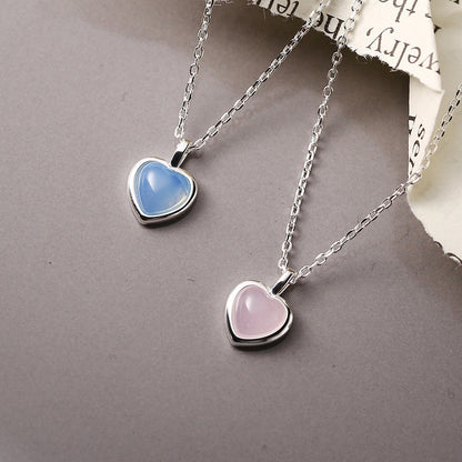 Sterling Sier Pink Love Peach Heart Sweet Necklaces