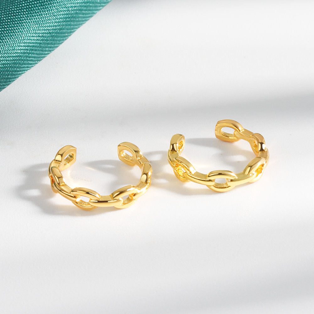 Women's Hollow Gold Chain Painless Ear Clip Earrings