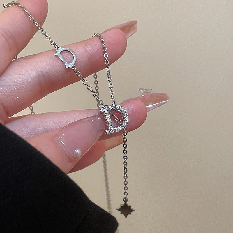 Women's Tassel Letter Zircon For Light Luxury Minority Design Sense Necklaces
