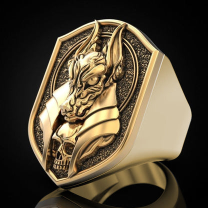 Death Anubis Vintage Hu Wolf Head Body Rings